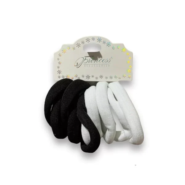 Paquete de Ligas Blanco y Negro Princess (12pz)